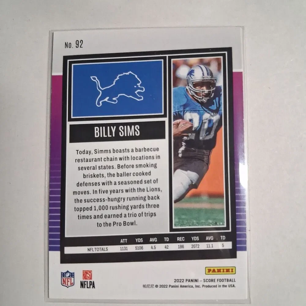 2022 Score - Billy Sims #92